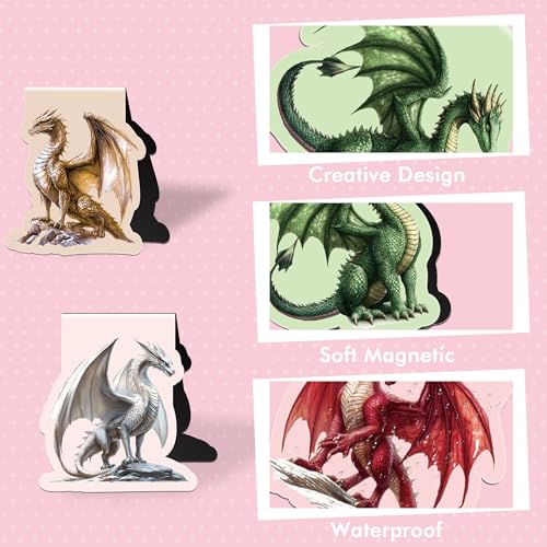 Cool Dragon Magnetic Bookmarks, 8 Pcs Fantasy Power Dragon with Wings Magnet Page Markers Unique Book Clips for Reading, Gifts for Men Book Lovers Students Teachers Office School - style: Cool Dragon