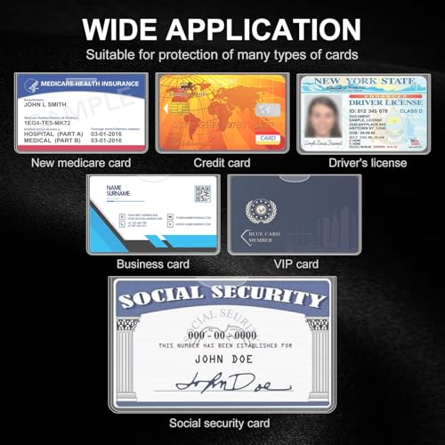 6-Pack Social Security Card Protector Sleeves, Medicare and Credit Card Holder Cover, Waterproof SSN Card Protector (6)