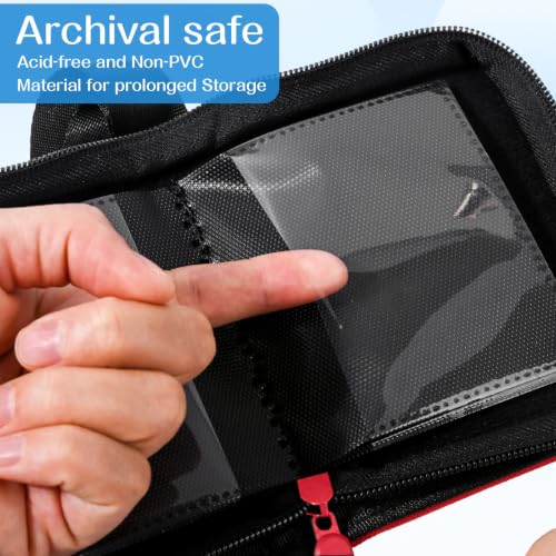 1 Pocket Card Binder – Collectible Trading Card Album, Single Card Holder with 20 Pages, Holds 40 Cards, Side-Loading Mini Binder for TCG, MTG, Sports, Baseball, Football, Small Sports Card Book,Red - color: Red