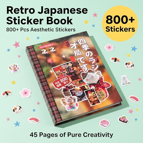Tmtains 800+Pcs Japanese Sticker Book for Scrapbook Junk Journal (Seasons) - color: Ae-brown
