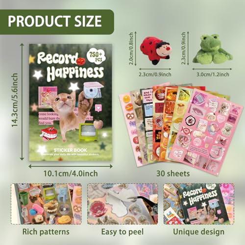 Cute Sticker Book Y2K Vintage Grunge Kawaii Retro Matte Writable Decals - color: Cat