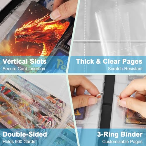 Fire & lce Dragon 9 Pocket Trading Card Binder Album Holds 900 Cards - color: Fire & Ice Dragon