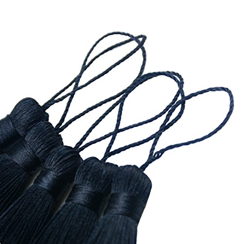 20Pcs 4.3 Inch Silky Mini Craft Tassels for Earrings, Souvenir(Black) - color: Black