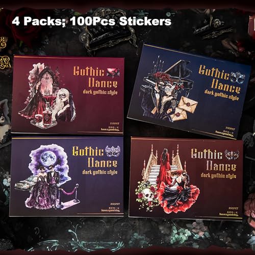 100 Pcs Victorian Gothic Stickers for Scrapbooking - color: Gothic Soiree