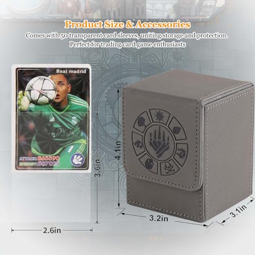 Arkeiliy MTG Deck Box 110+ Storage Sleeved Cards for Magic Commander - color: Grey