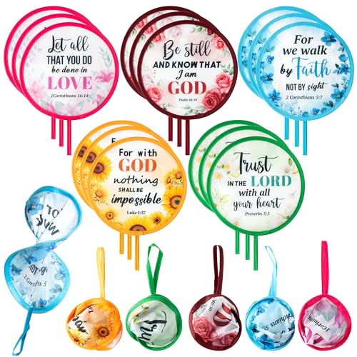 R HORSE 50Pcs Christian Church Fans Bulk Religious Folding Handheld Fan - color: Religious Flower