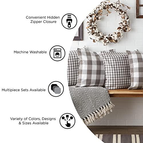 DII 100% Cotton Buffalo Check Pillow Cover Set, Navy & Cream, 20x20, 2 Piece - color: Navy & Cream