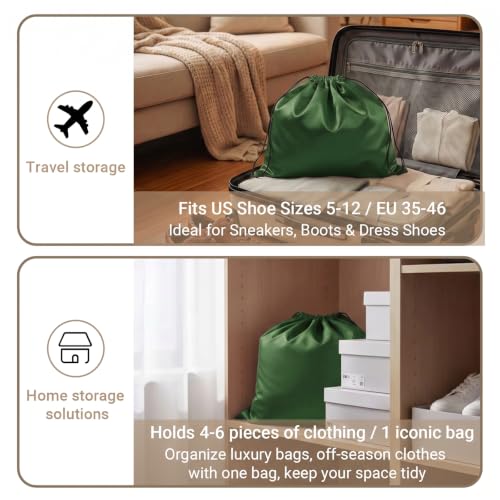 Q&J Fabric Co. 6 Pack Satin Dust Bag 15.7x19.7 inch Bright Green 100% Polyester Silk Bag Purse Dust Bag Shoe Bags for Closet Purse Protector Bag Dust Covers for Purses - color: Bright Green, size: 15.7"x19.7"