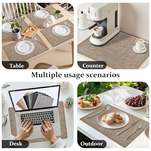FROMHEART Faux Leather PU Placemats Set of 4 (Light Coffee,11.8" x 17") - color: Light Coffee, size: Set of 4