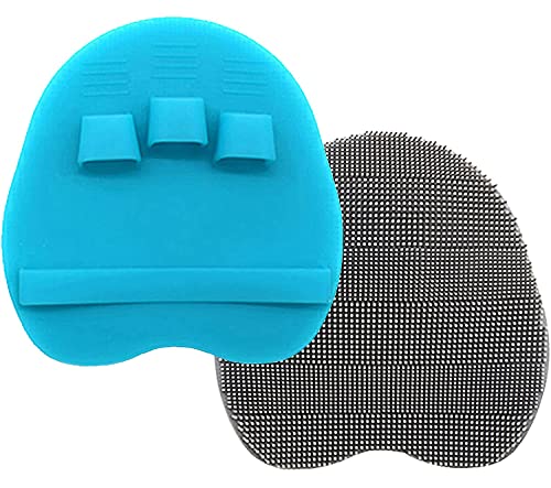 2 Pack Soft Silicone Shower Brush, Bath Exfoliating Skin Massage Scrubber - color: 1 Pars_blue+gray