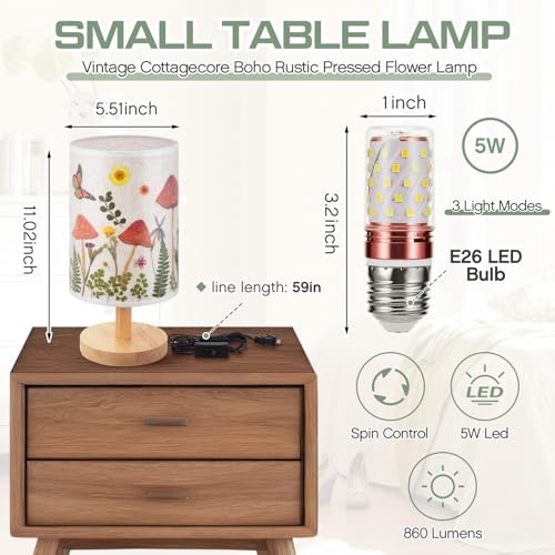 Hortsun Pressed Flower Vintage Table Lamp,Mushroom Pattern - color: Mushroom Pattern