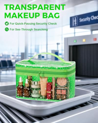 Star Clear Makeup Bag, Waterproof Travel Cosmetic Bag Toiletry bag,Green - color: Green