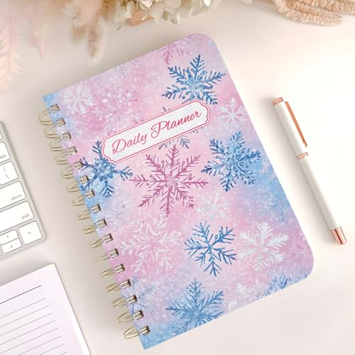 Undated Daily Planner - Spiral Notebook 80 Days One Day Per Page, Hourly Schedule, To-Do List, Notes, Everyday Planning Task, A5 Hardcover Journal Organizer Book Women Cute Aesthetic, Winter - color: Winter