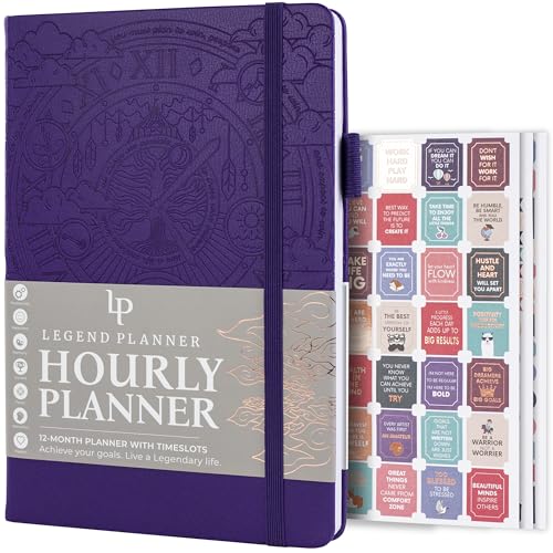 Legend Undated Hourly Planner, A5 Appointment Book Schedule, Purple - color: Purple