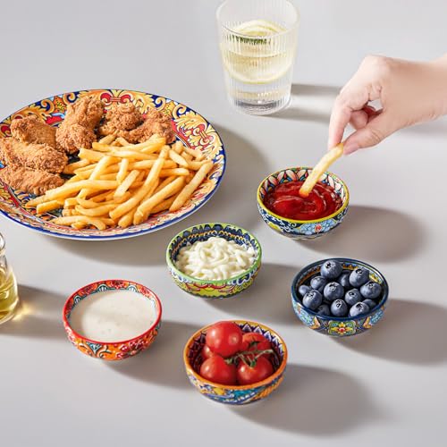 vancasso KRVI Ceramic Dipping Bowls Set of 6, 2.7 Oz Bohemian Sauce Bowls