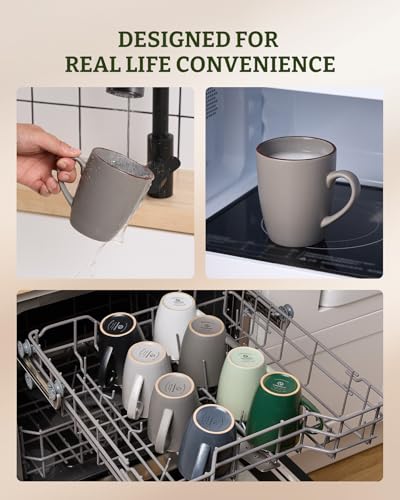 famiware Venus Coffee Mugs Set of 4, 13 oz Ceramic Stoneware Mug Cup Set - color: Dark Gray, size: 4pcs