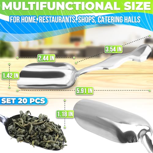 20 Pcs Mini Scoops for Candy, 5.9", Stainless Steel, Multipurpose - color: Silver