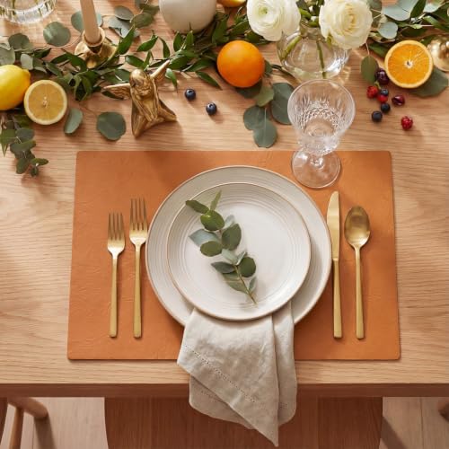 Artoid Mode Rust Faux Leather Placemats Set of 4 - color: Rust, size: 12" x 18", Rectangular Set of 4