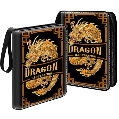 Card Binder 400 Pockets, 50 Sleeves Large Binder Trading Cards Holder 4 Pocket, Storage Organizer, Album Folder Case Protector Collector Gift Golden Chinese Illustration Brown - color: Golden Chinese Illustration Brown, size: 4 Pocket