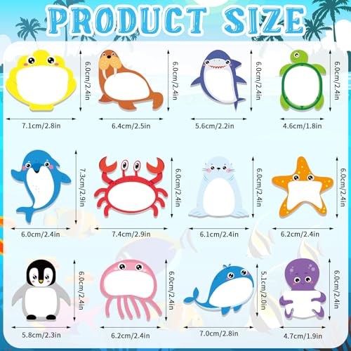 Yinder 24 Pads Kids Sticky Notes, Ocean Animal Cartoon Memo Pads - color: Multicolor, size: Ocean Animals