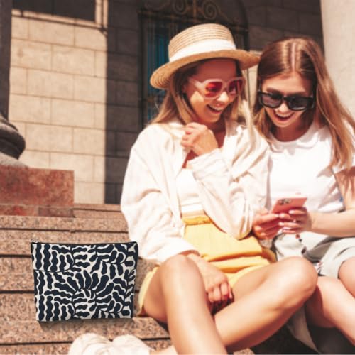 Boho Makeup Bag, Aesthetic Makeup Organizer Pouch Cosmetic Bags for Women - color: BlackLeaf
