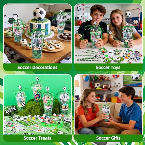 LiYiQ 24 Set 247 Pcs Soccer Party Supplies Return Gifts for Party, Student Stationery Gifts from Teacher Rewards Prizes, Pencil Erasers Notebooks Stickers for Soccer Classroom Birthday - style: Soccer