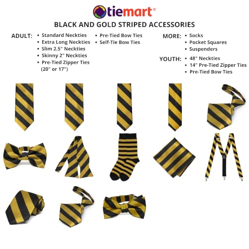 tiemart Men's Socks, Fits Men's Shoe Sizes 8-12 - color: Black and Gold Striped