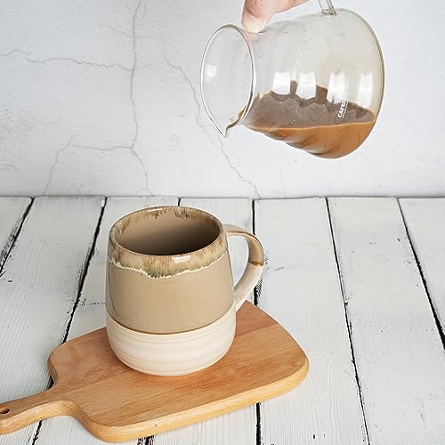 Bosmarlin Extra Large Ceramic Coffee Mug, 23 Oz, Dishwasher and Microwave Safe, Oversized Big Tea Cup, Reactive Glaze (Brown Grey) - color: Brown Grey