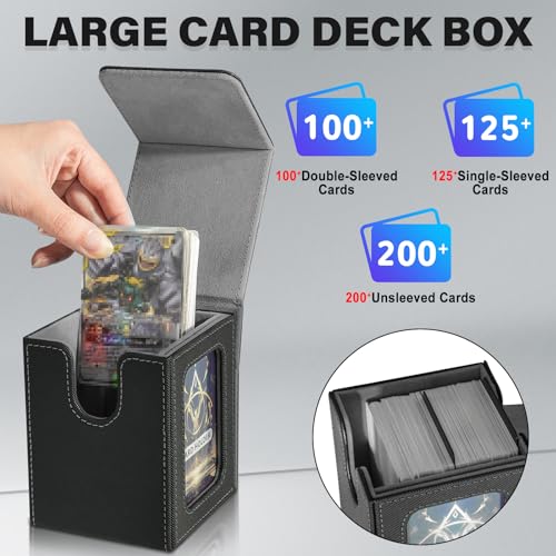 Card Deck Box for MTG Commander, Deck Case Holds 100 Double-Sleeved Cards - color: Black & Grey, size: 1 Box