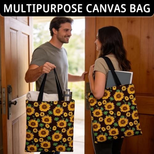 Aesthetic Canvas Tote Bag for Women,Tote Bag,Reusable Shopping Bags - color: Sunflower