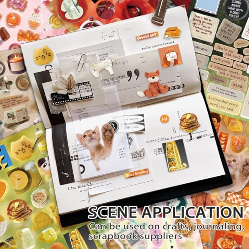 Cute Sticker Book Y2K Vintage Grunge Kawaii Retro Matte Writable Decals - color: Cat