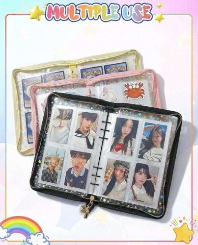 4 Pocket Card Binder for Boys, Cute A5 Clear Kpop Photocard Binder - color: A Black, size: 4-Pocket