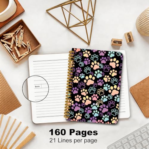 2 Pcs Colorful Dog Paw A5 Spiral Notebook, Cute Cat Paw Journal 160 Pages - color: Multicolour 0212