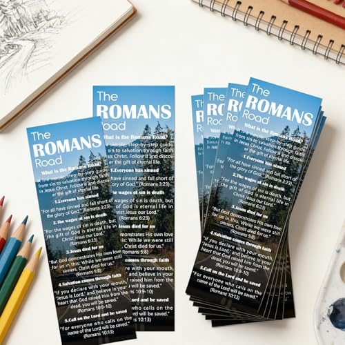 100 Pcs Romans Road Bookmarks Bible Salvation Page Marks Gifts - color: The Romans Road to
