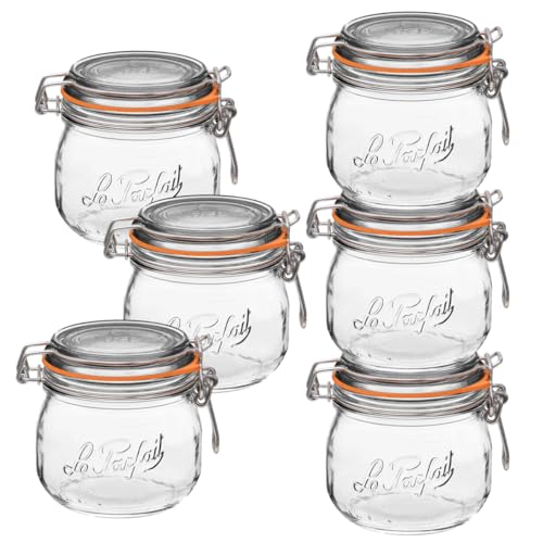 Le Parfait Super Jar 500ml (16oz) Glass Canning Jar, Wire Bail Lid, 6 Pack - color: 16oz (Set/6)