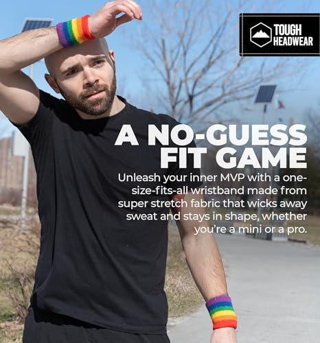 Sports Sweatbands - Arm Bands for Wrists, Sweat Absorption for Men & Women - color: Wristband - Rainbow