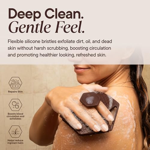 TOOLETRIES Silicone Body Scrubber 2.0, Loofah Alternative - Chocolate - color: Chocolate