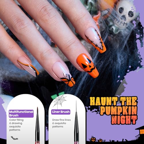 Beetles Halloween Nail Art Brushes, Blood Entwined Nail Art Pens 6pcs - color: D-Black-6
