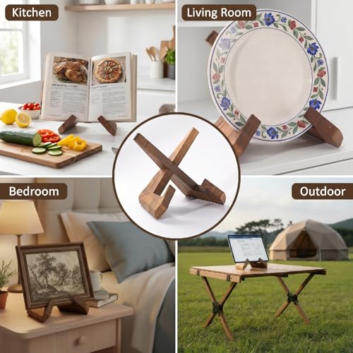 Wooden Cookbook Stand, Recipe Book Holder for Kitchen