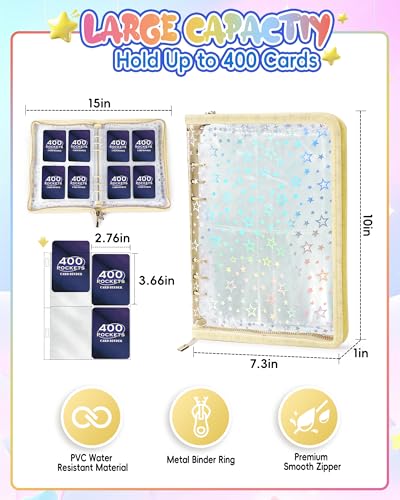 4 Pocket Card Binder for Girls, Cute A5 Clear Kpop Photocard Binder - color: A Off-White, size: 4-Pocket