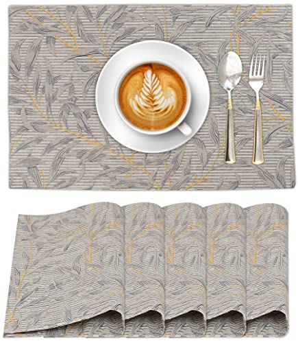 Ruvanti Placemats Set of 6, 100% Cotton Place Mats of 13"x19" – Leafy - color: Leafy
