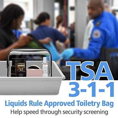 PACKISM Clear Makeup Bag for Travel - TSA Approved Toiletry Bag, 2 Black - color: Black, size: Mixed Size Series (1 Medium + 1 Large)