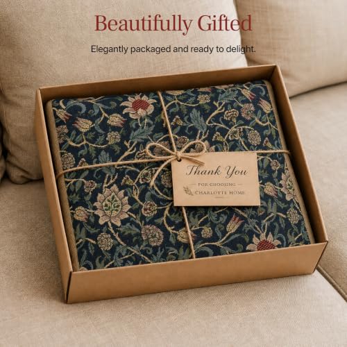 William Morris Fleurs de Morris Blue Tapestry Throw Pillow Cover 16 x 16 in - color: Fleurs De Morris Blue