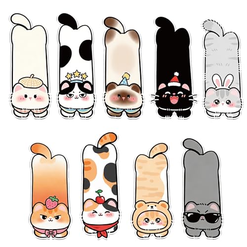 Cute Magnetic Bookmarks Gifts - 9 Pcs Funny Cats Animals Bookmark - style: Cats