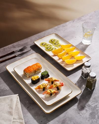 Famiware Serving Platters Set of 3 Sizes - Rectangular, Matte White - color: Matte White