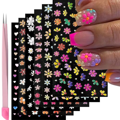 Colorful Flower Nail Stickers for Nail Art Nail Decals for Women - color: Colorful-02