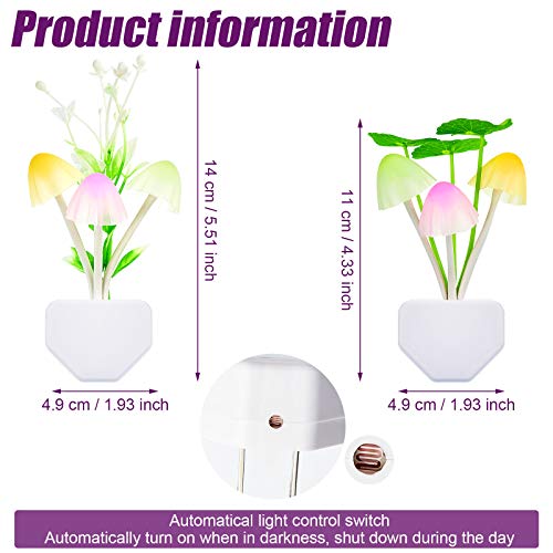 Mudder 6 Pack Plug in LED Mushroom Night Light, Water Plants, Lotus Leaves - style: Water Plants, Lotus Leaves