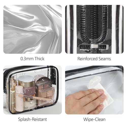 PACKISM Clear Makeup Bag for Travel - TSA Approved Toiletry Bag, 2 Black - color: 2 Active Black, size: Mixed Size Series (1 Medium + 1 Large)