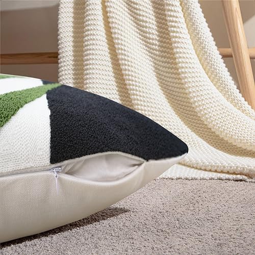 Merrycolor Boho Decorative Throw Pillow Covers Abstract Tufted Mid Century Modern Throw Pillows Leaf Sun Aesthetic Textured Pillow Cover Green Decorative Throw Pillows for Bed Couch Sofa,18x18 - color: Style G, size: 18" x 18" (Pack of 1)