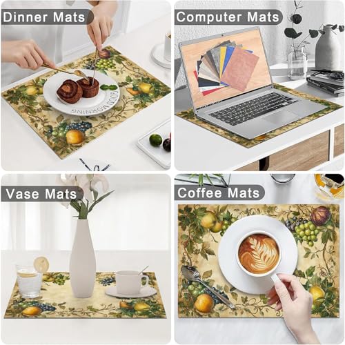 Fruit Placemats Set of 6, Fruits Grape Table Mats, Washable Place Mats for Home Party Indoor Kitchen Dining Table Decoration 12x18 Inch - color: Fruit, size: Set of 6